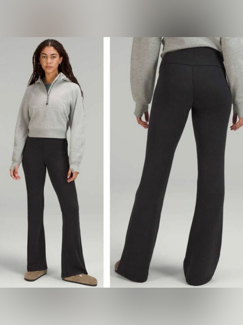 LULULEMON Brushed Softstreme Ribbed Zip Flared Pant 32.5" Size 0 Black
